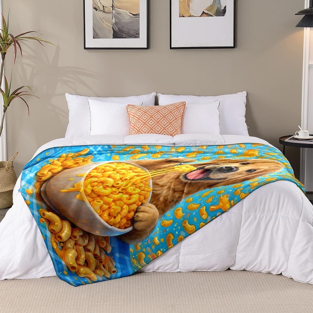 Golden Puppy Mac and CheeseThrow Blanket - 50x60 - Picture 4 of 6